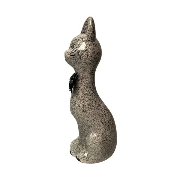 Vintage Speckled Ceramic Siamese Cat Polka-dot Bow 11”T - Picture 2 of 5